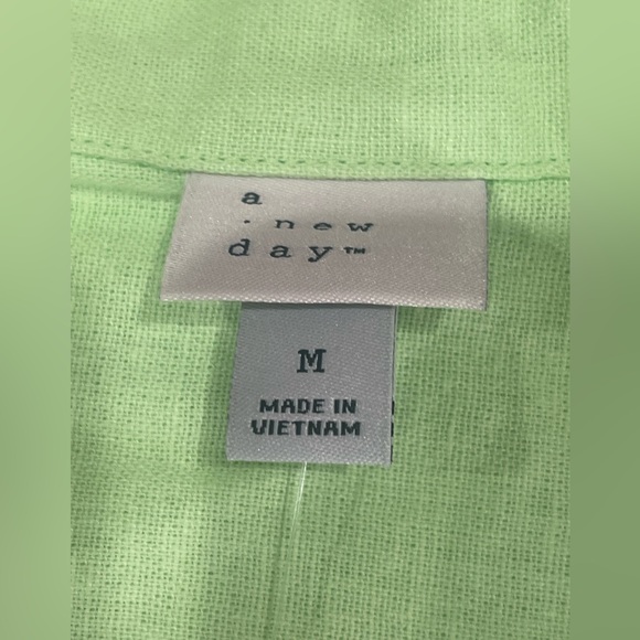 💚A NEW DAY Women’s Linen Short Sleeve Button-Down Camp Shirt Sz M NEW With Tags💚 - Picture 2 of 14